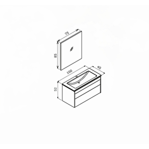 Orka Trio 100 Cm Çekmeceli Beyaz Banyo Dolabı Takımı
