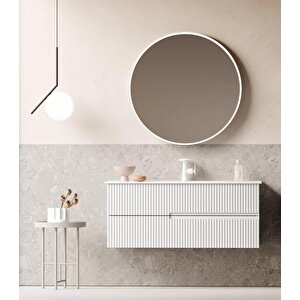 Moonlight 120 Cm Mat Beyaz Banyo Dolabı Takımı