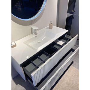 Moonlight 120 Cm Mat Beyaz Banyo Dolabı Takımı