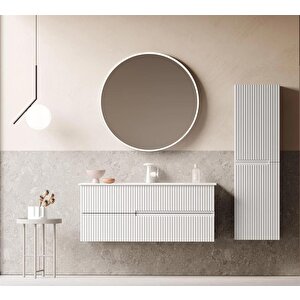Moonlight 120 Cm Mat Beyaz Banyo Dolabı Takımı