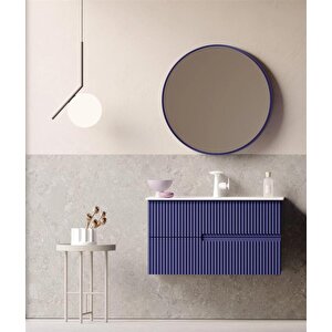 Moonlight 90 Cm Mat Lacivert Banyo Dolabı Takımı