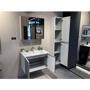 Terme 80 Cm Gri Kapaklı Banyo Dolabı Takımı