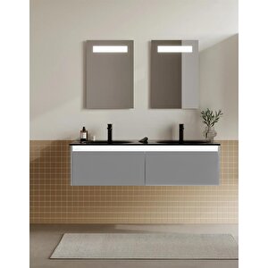 Lisbon 130 Cm Mat Gri Banyo Dolabı Takımı