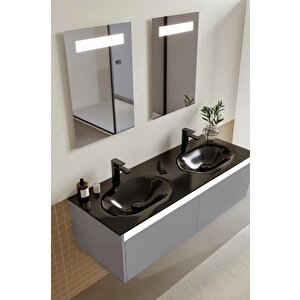 Lisbon 130 Cm Mat Gri Banyo Dolabı Takımı