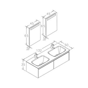 Lisbon 130 Cm Mat Gri Banyo Dolabı Takımı