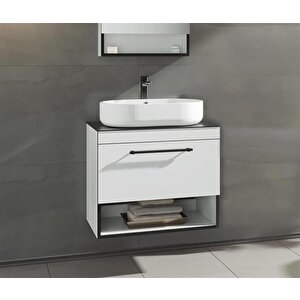 Knidos 70 Cm Beyaz Ledli Ayna Banyo Dolabı Takımı