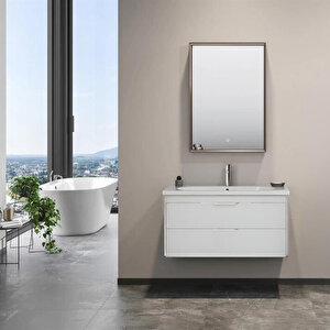 Clay 100 Cm Beyaz Çekmeceli Banyo Dolabı Takımı
