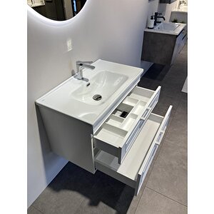 Limpo 80 Cm Mat Beyaz Banyo Dolabı Takımı