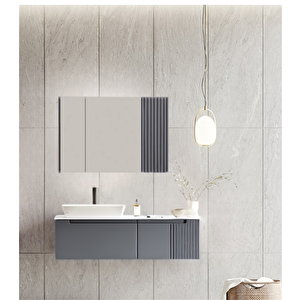 Biella 120 Cm Antrasit Banyo Dolabı Takımı