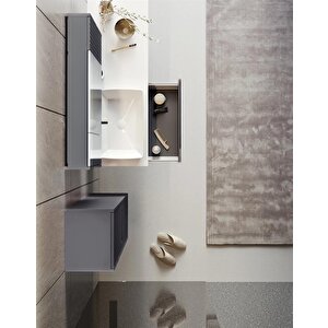 Biella 120 Cm Antrasit Banyo Dolabı Takımı