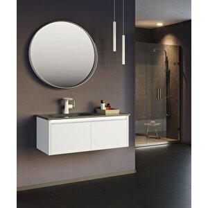 Lisbon 90 Cm Mat Beyaz Banyo Dolabı Takımı