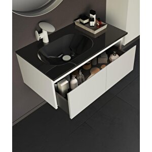 Lisbon 90 Cm Mat Beyaz Banyo Dolabı Takımı