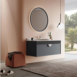 Molino 122 Cm Mat Antrasit Lake Banyo Dolabı Takımı