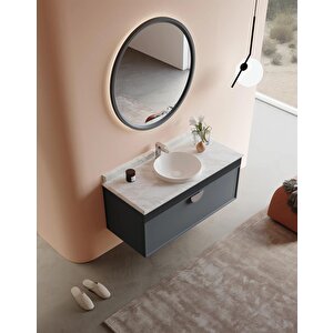 Molino 122 Cm Mat Antrasit Lake Banyo Dolabı Takımı