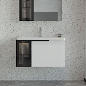 Pure 80 Cm Mat Beyaz Banyo Dolabı Takımı