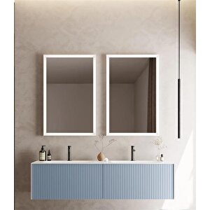 Cube 160 Cm Mat Mavi Banyo Dolabı Takımı