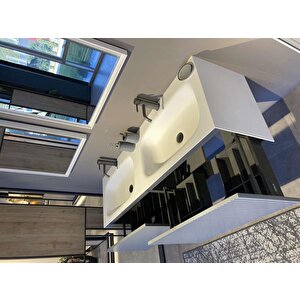Orka Cube 160 Cm Mat Mavi Banyo Dolabı Takımı