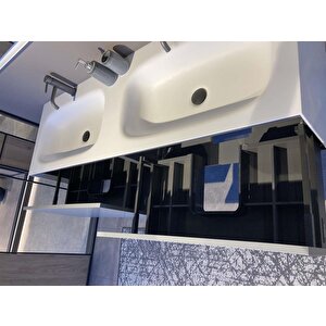 Orka Cube 160 Cm Mat Mavi Banyo Dolabı Takımı