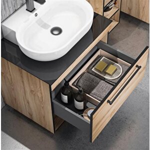 Knidos 70 Cm Legnona Ledli Ayna Banyo Dolabı Takımı