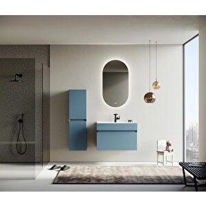 Lusso 80 Cm Mat Mavi Banyo Dolabı Takımı