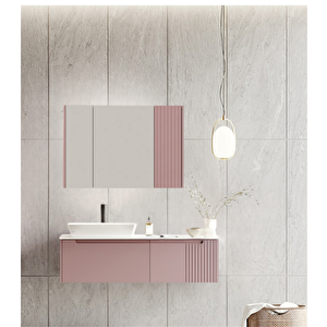 Biella 120 Cm Pudra Banyo Dolabı Takımı
