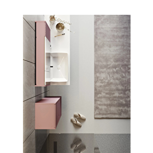 Biella 120 Cm Pudra Banyo Dolabı Takımı