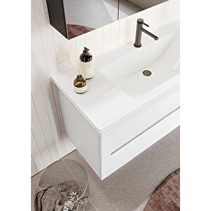 Orka Varna 120 Cm Mat Beyaz Banyo Dolabı Takımı (ledli-dolaplı Ayna)