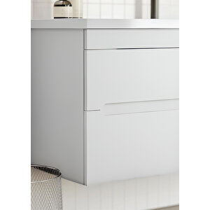Orka Varna 120 Cm Mat Beyaz Banyo Dolabı Takımı (ledli-dolaplı Ayna)