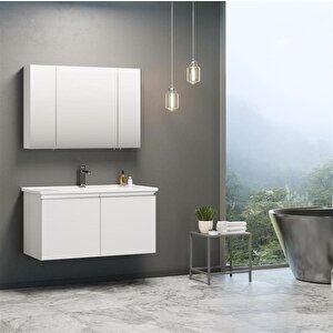 Terme 100 Cm Beyaz Kapaklı Banyo Dolabı Takımı