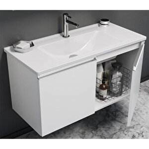 Terme 100 Cm Beyaz Kapaklı Banyo Dolabı Takımı