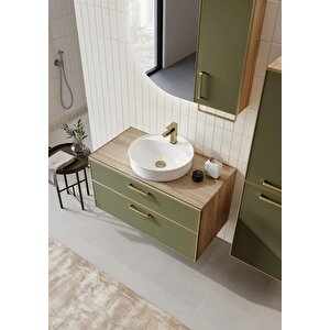 Orka Salerno 100 Cm Legnona-sardunya Banyo Dolabı Takımı (ledli Ayna-üst Ayna Dolabı)