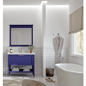 Bastle 100 Cm Mat Lacivert Banyo Dolabı Takımı