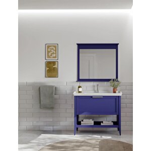 Bastle 100 Cm Mat Lacivert Banyo Dolabı Takımı