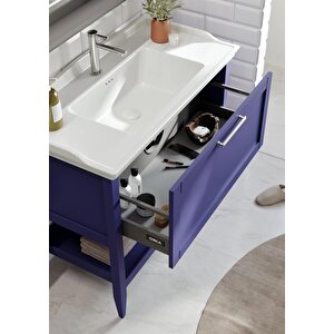 Orka Bastle 100 Cm Mat Lacivert Banyo Dolabı Takımı