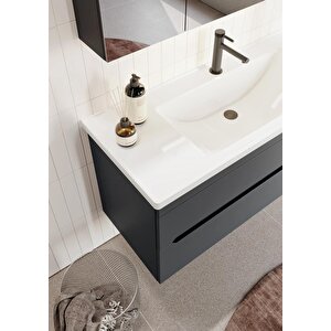 Varna 100 Cm Mat Antrasit Banyo Dolabı Takımı (ledli-dolaplı Ayna)