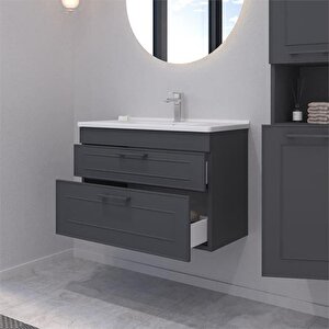 Limpo 80 Cm Mat Antrasit Banyo Dolabı Takımı