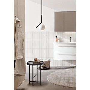 Orka Urla 110 Cm Parlak Beyaz Banyo Dolabı Takımı (ledli-dolaplı Ayna)