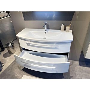 Orka Urla 110 Cm Parlak Beyaz Banyo Dolabı Takımı (ledli-dolaplı Ayna)