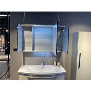 Orka Urla 110 Cm Parlak Beyaz Banyo Dolabı Takımı (ledli-dolaplı Ayna)