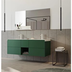 Milano 140 Cm Mat Yeşil Banyo Dolabı Takımı