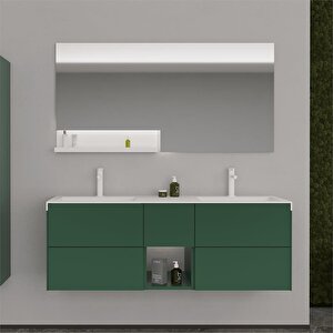 Milano 140 Cm Mat Yeşil Banyo Dolabı Takımı