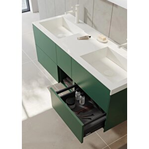 Milano 140 Cm Mat Yeşil Banyo Dolabı Takımı