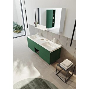 Orka Milano 140 Cm Mat Yeşil Banyo Dolabı Takımı
