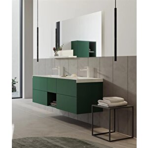 Orka Milano 140 Cm Mat Yeşil Banyo Dolabı Takımı