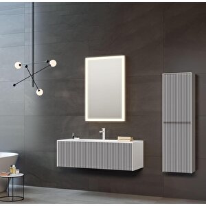 Cube 120 Cm Mat Gri Banyo Dolabı Takımı