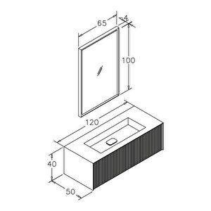 Cube 120 Cm Mat Gri Banyo Dolabı Takımı