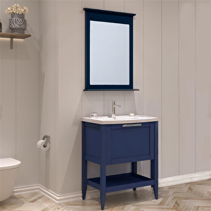 Bastle 65 Cm Mat Lacivert Banyo Dolabı Takımı