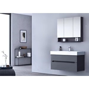 Malta 100 Cm Mat Antrasit Banyo Dolabı Takımı
