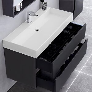 Malta 100 Cm Mat Antrasit Banyo Dolabı Takımı