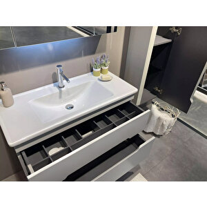 Orka Varna 120 Cm Mat Gri Banyo Dolabı Takımı (ledli-dolaplı Ayna)